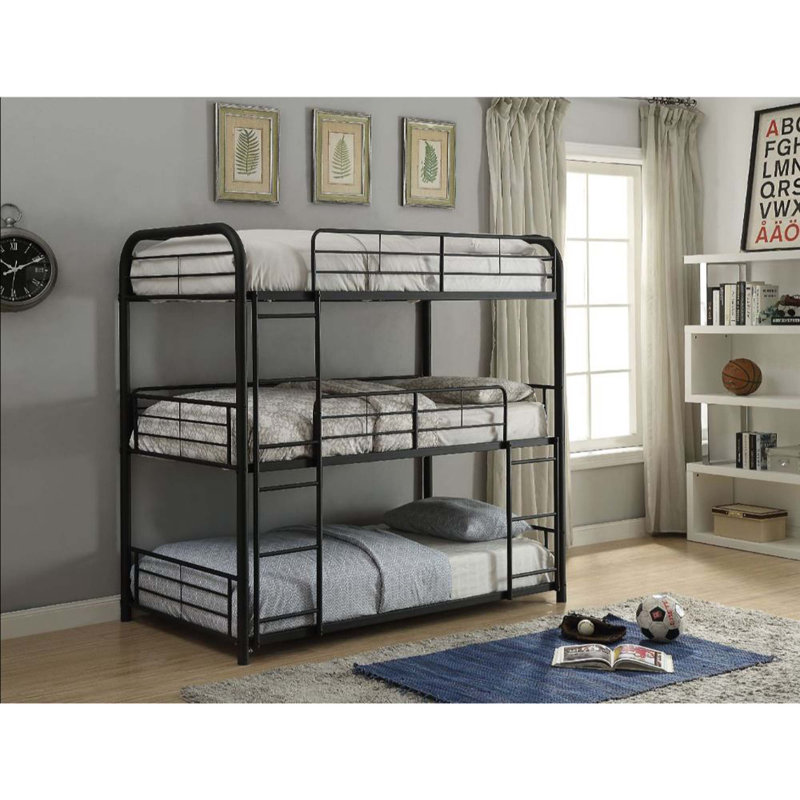 Heng Kids Bunk Bed, Full, Sandy Black