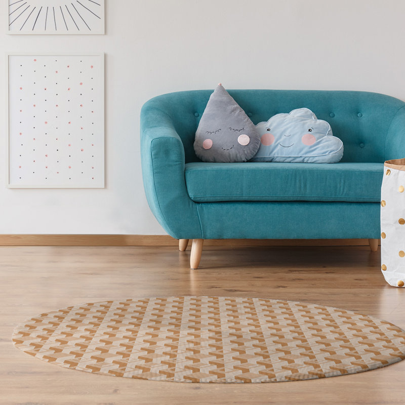 Chenille Geometric Indoor Rug, Round 5'
