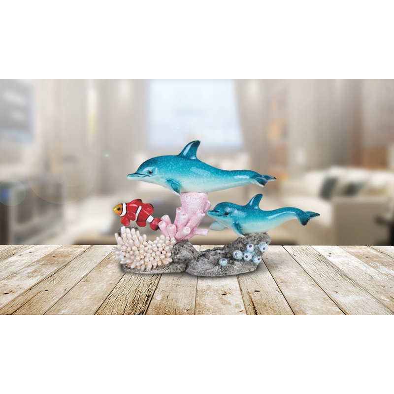 Quackenbush 8.75"W Dolphins with Clownfish Figurine