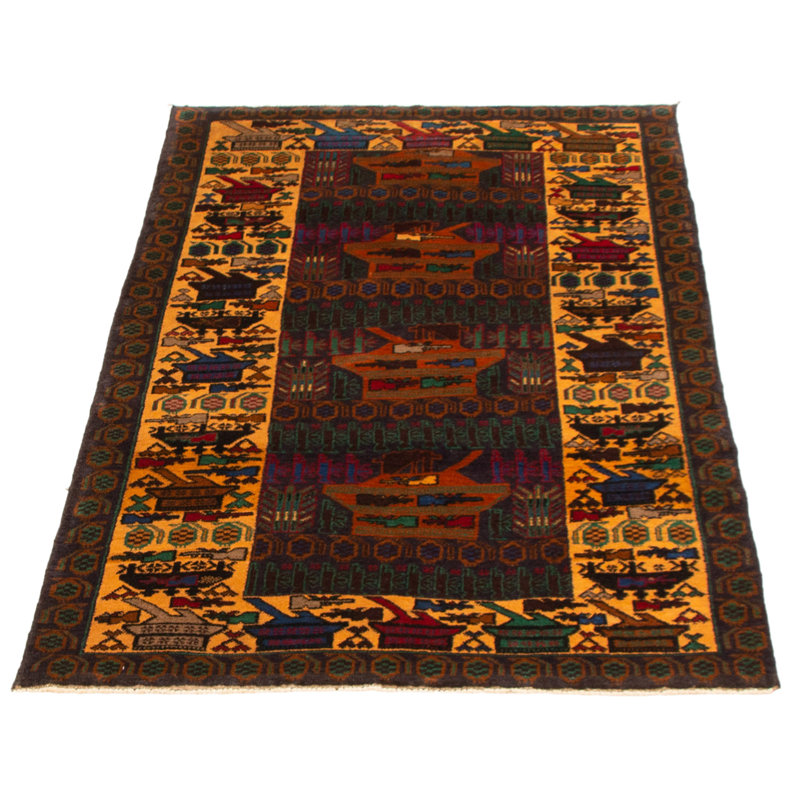Tapis bleu marine foncé Rare War 3 pi 11 po x 6 pi 7 po