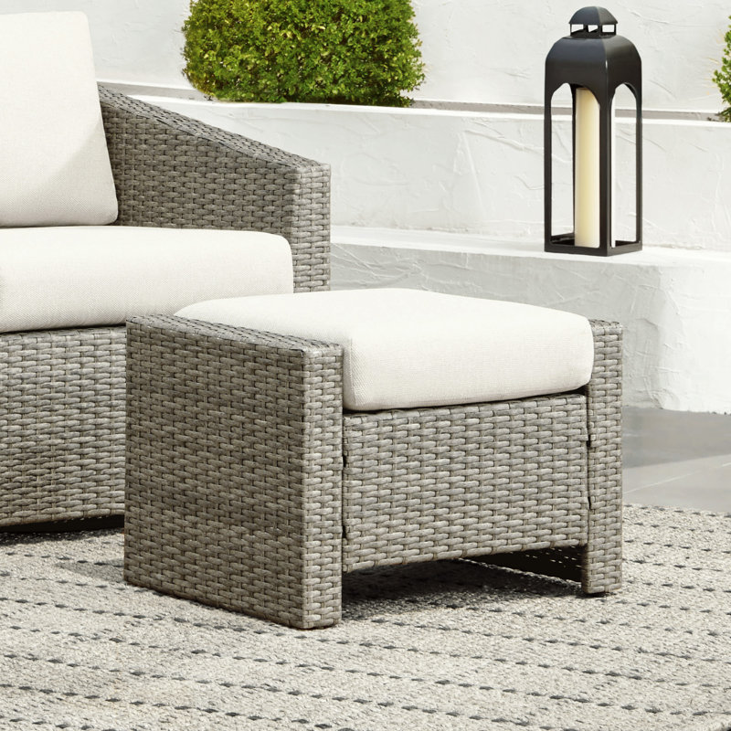 Chaise de patio pivotante simple avec repose-pieds Tiaka, Gris, Beige, Yes