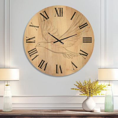 Oversized Birds Silent Wood Wall Clock – Minimalist Dove in Flight Silhouette