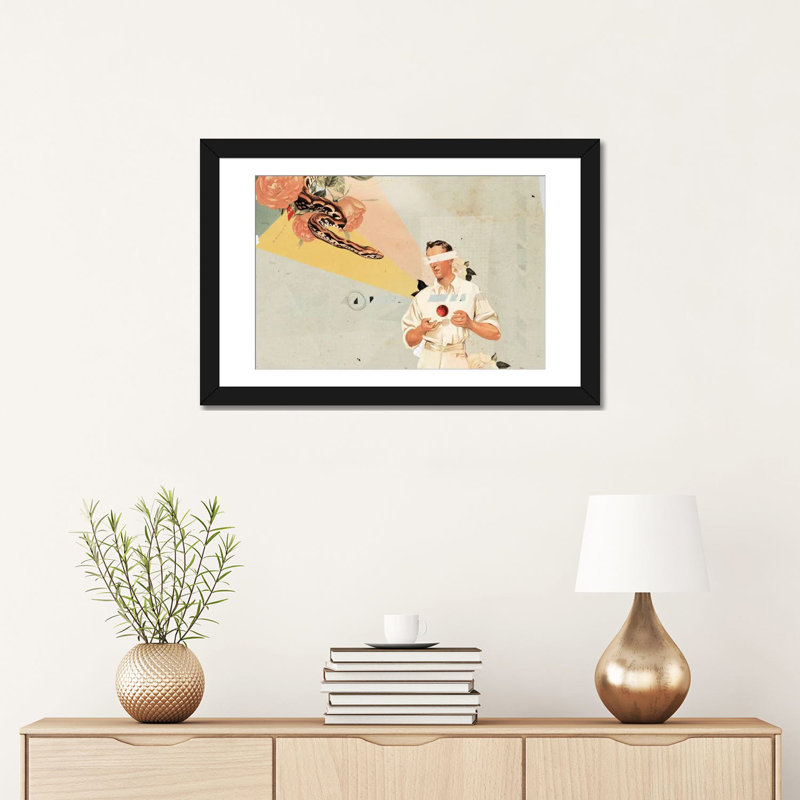 «A», impression sur toile, H 16 po x l 24 po x P 1 po, Papier beaux-arts encadré noir, Blanc