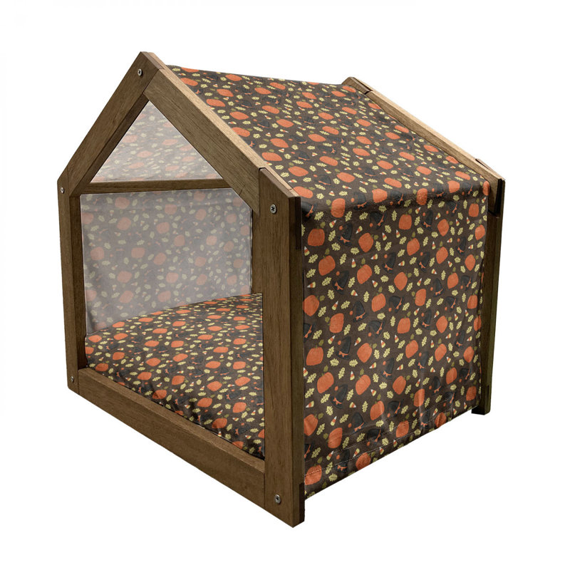 Niche pour chien en bois taupe, H 32,28 po x l 39,37 po x P 28,35 po
