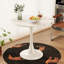Table de salle à manger ronde de 31,4 po, table de salle à manger à motif tulipe en marbre blanc médiéval, table de salle à manger à base en métal pour 2 à 3 personnes, table basse décontractée facile à assembler, bureau