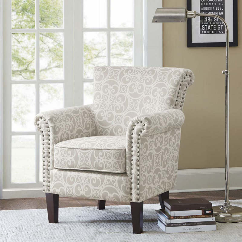 Chaise rembourrée en rayonne avec 4 pieds, Rayonne multicolore