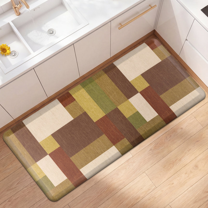 Tapis de cuisine antidérapant, Tapis de couloir 22 po x 54 po, Rouge / noir / ocre