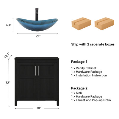 30" Free-Standing Modern Single Bathroom Vanity With Sink