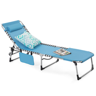 Outdoor Adjustable Oxford Lounge Chair Folding Tanning Chair With Pillow