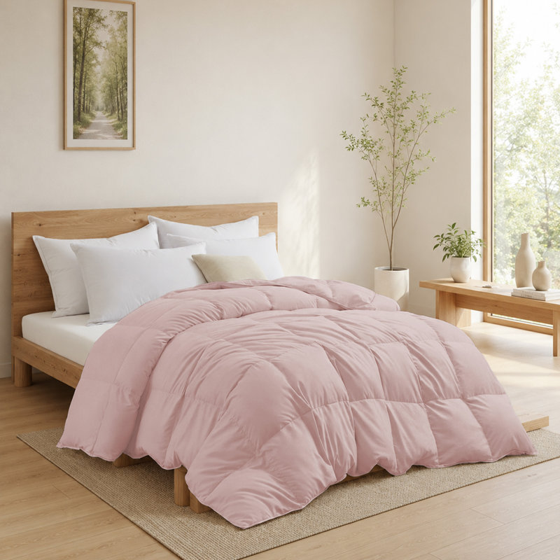 All-Season Duvet – Plush Goose Down & Breathable Comfort, Grayish Pink, Full/Queen