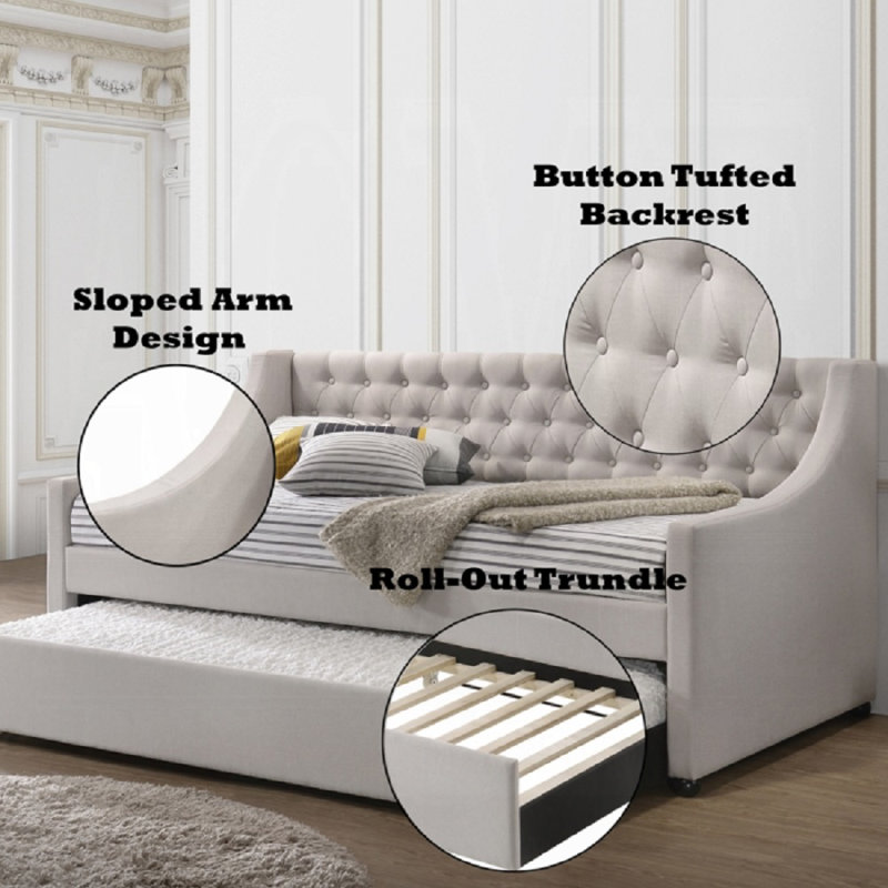 Lianna Daybed W/Trundle (Twin), Gray, Twin