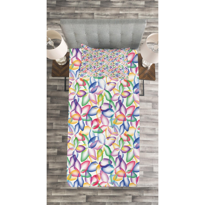 Farmhouse / Country Polyester Floral Coverlet, Twin Coverlet + 1 Sham
