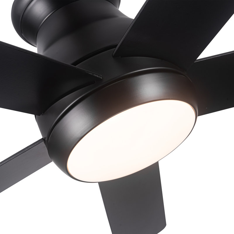 Low Profile 52" 5-Blades Indoor Flush Mount Ceiling Fan with Reversible DC Motor and Remote Control