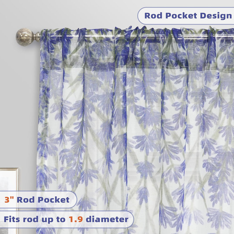 Paire de rideaux transparents Ridlee Ployester, L 52 po x L 84 po
