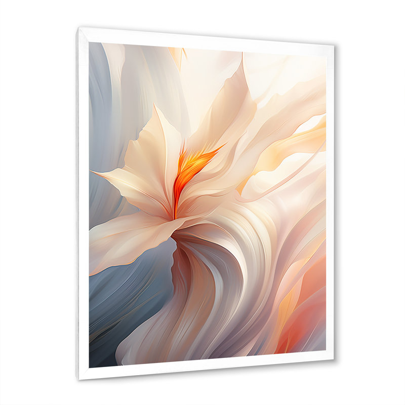 Tendre opulence tourbillonnant blanc bleu clair - imprimé, H 32 po x l 16 po x P 1 po, Cadre simple blanc