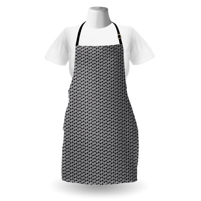 Bungalow Rose Retro Apron Unisex Abstract Classic Wavy Ovals Adult Size Grey Charcoal Grey