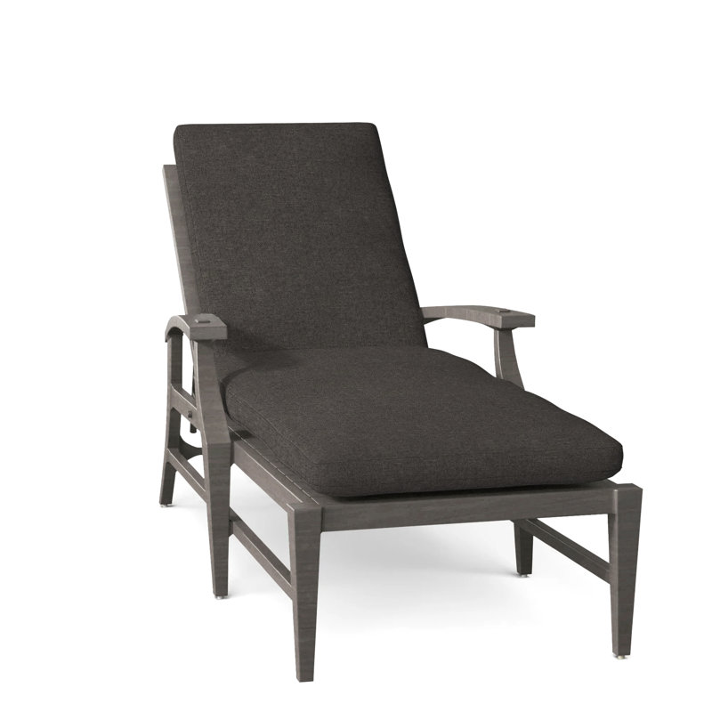 Croquet Aluminum Outdoor Chaise Lounge, No Welt, Slate Gray, Verona Fossil