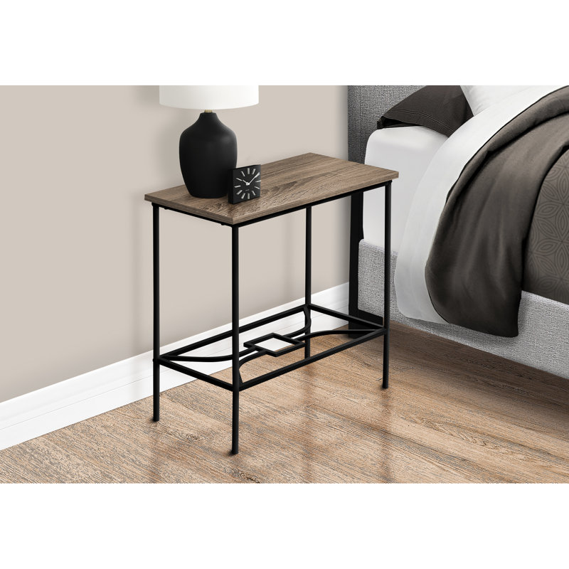 2 tables d'appoint rectangulaires, taupe et métal noir, tablette de salon en métal, mobilier de salon, décor