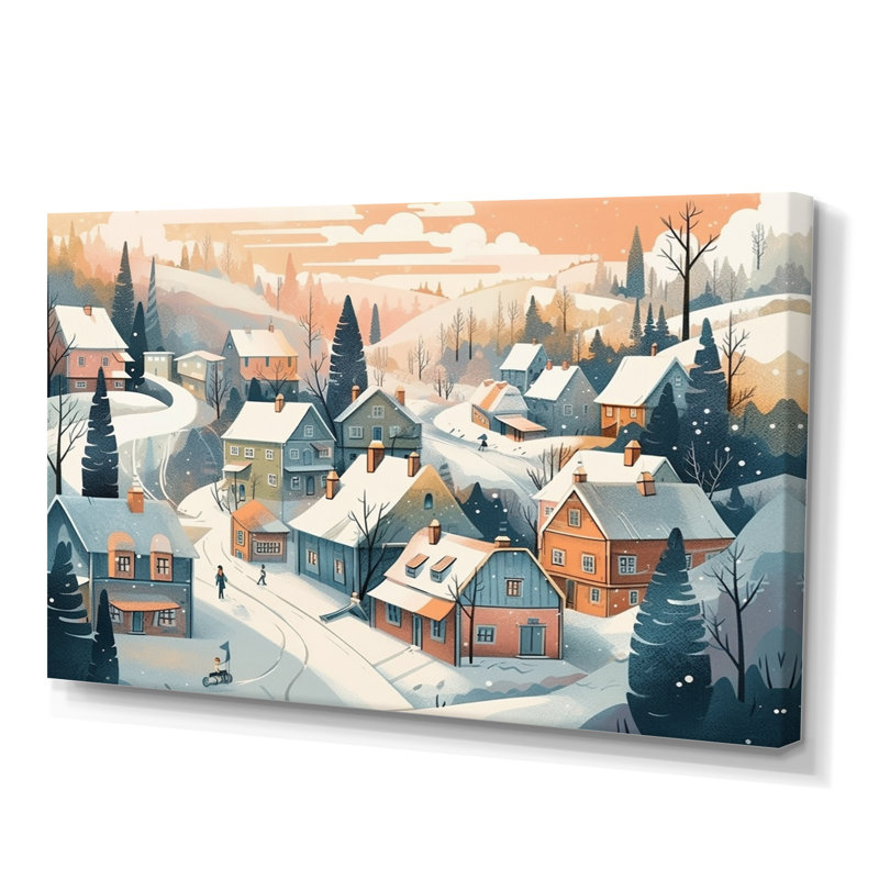Winter Village II - Imprimé, H 16 po x l 32 po x P 1 po, Toile tendue