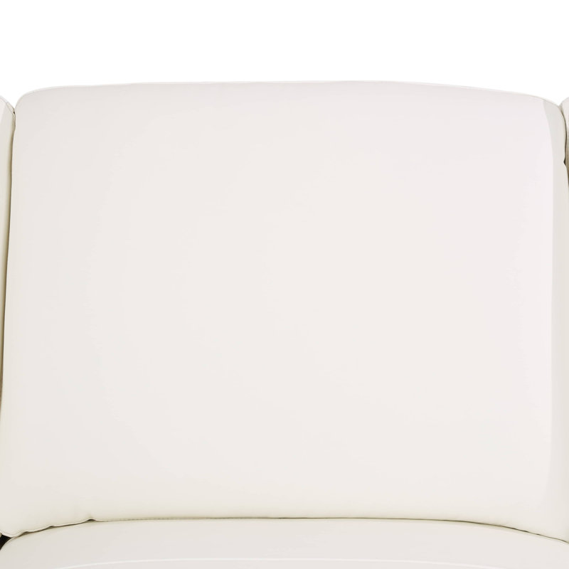 Chaise simple en cuir véritable 44 po Grano, Cuir véritable blanc