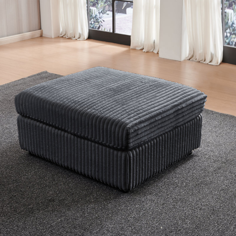 Module rembourré de repose-pieds modulaire en velours côtelé pour canapé modulaire, Gris foncé