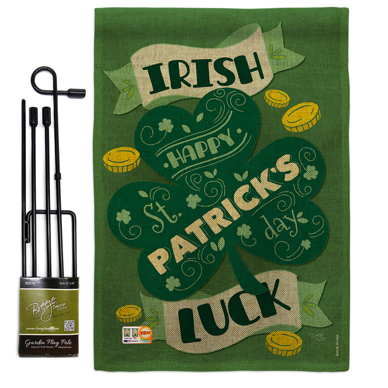Double Sided 18.5 in. H x 13 in. W Polyester St. Patrick's Day Flag set