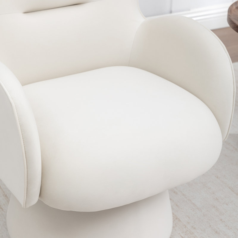 Velvet Revolving Chair, White