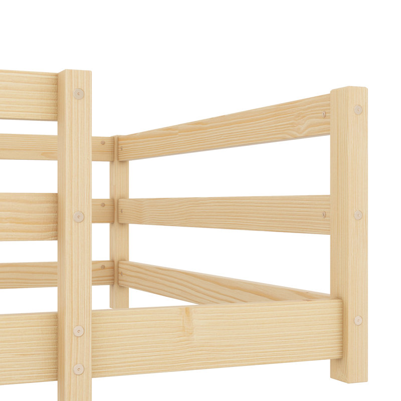 Lit de sol simple de taille naturelle avec clôture pour, pin de haute qualité, structure stable, sans sommier, installation rapide, zone d'utilisation polyvalente «Bedtime Calmness Relax»