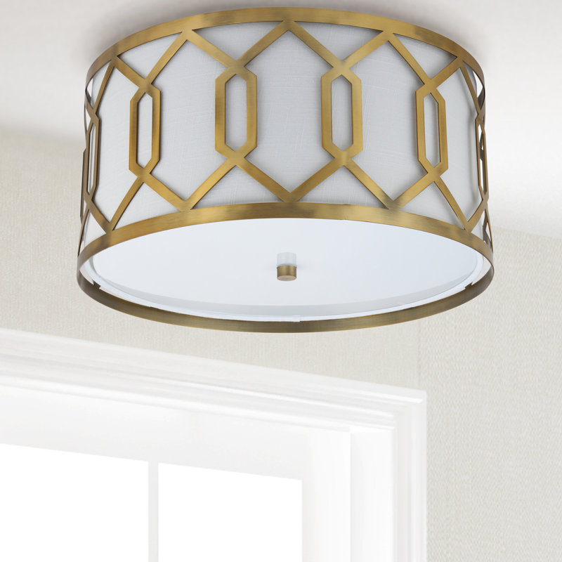 Tarpley Metal LED Flush Mount, Brass Gold, 8.5" H x 12.5" W x 12.5" D