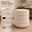 Pouf de rangement cylindrique Tessa 40 cm (16 po) en lin, avec couvercle amovible et rangement dissimulé, beige-1807449039