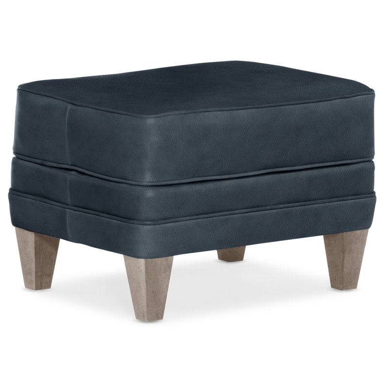 Willow Ottoman, Stone, Aline Fumo Genuine Leather