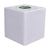 White Tufted Leather & Steel Tissue Box Cover