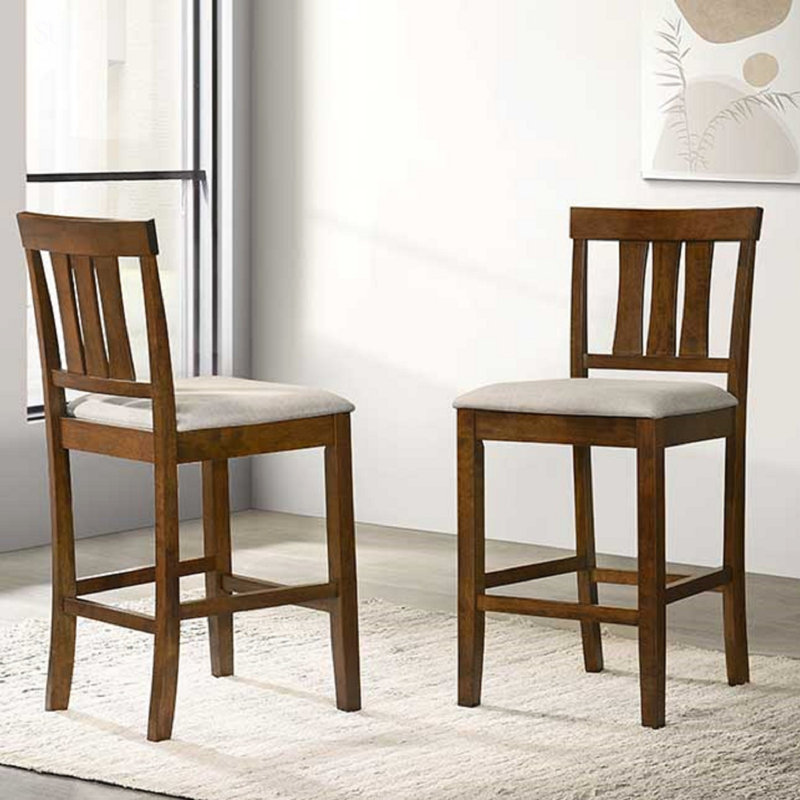 Ensemble de salle à manger 5 pièces à hauteur de comptoir contemporain avec table carrée et chaises rembourrées crème, parfait pour les maisons modernes, ensemble de table de salle à manger