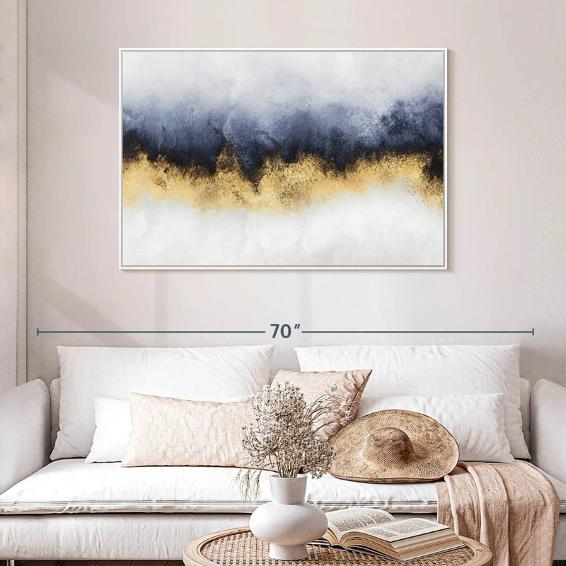 Ciel I, Cadre flottant blanc, 46 po x 31 po