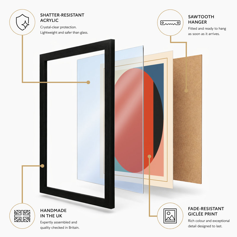 Forms Geometric - Framed Print, A2 - 59.4 x 42.0 cm, Black