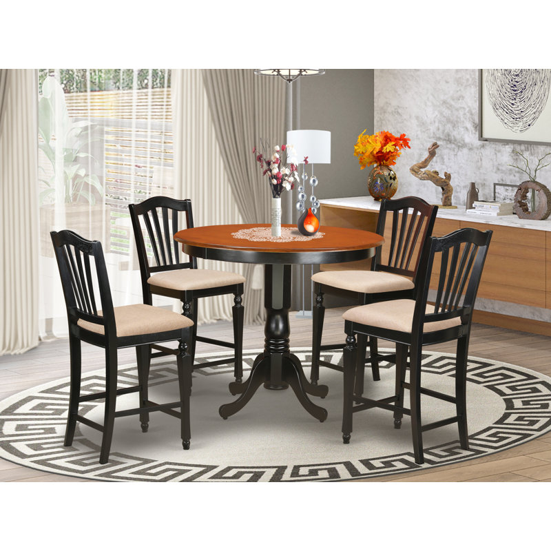 Smyth Rubberwood Solid Wood Dining Set, 42" x 42", 3 Pieces: 1 Table, 2 Chairs, Cherry