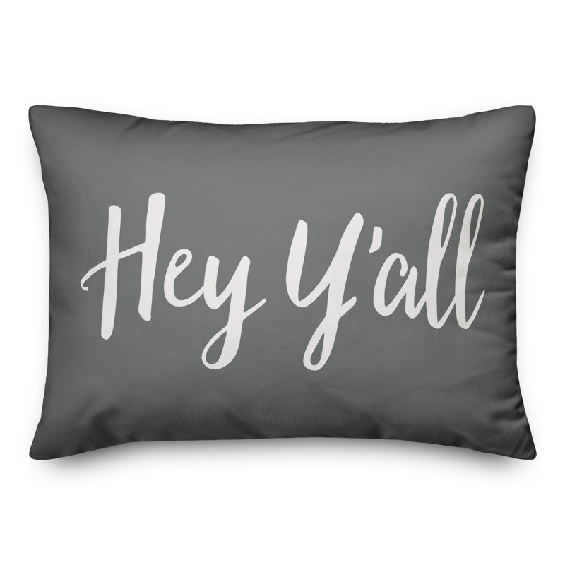 Textual Outdoor Throw Pillow, Dark Gray/White