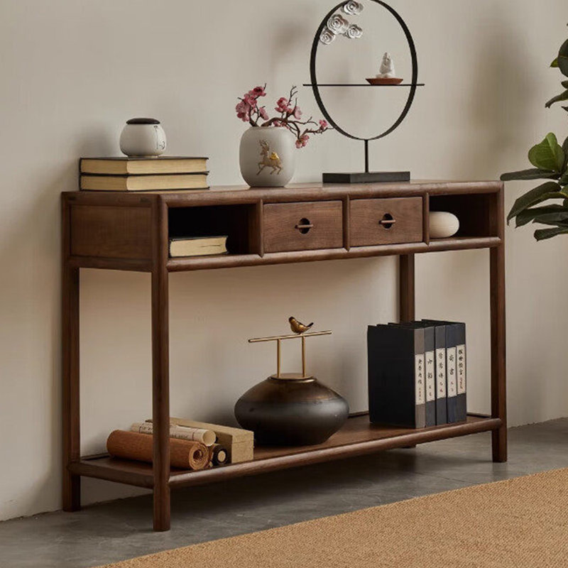 Console de style chinois rétro simple brun, H 31,5 po x l 50,4 po x P 15 po