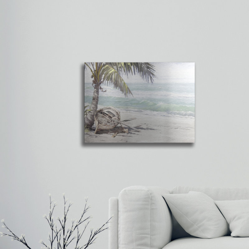 « bateau on beach », impression, H 16 po x l 22 po x p 1 po, Sans cadre
