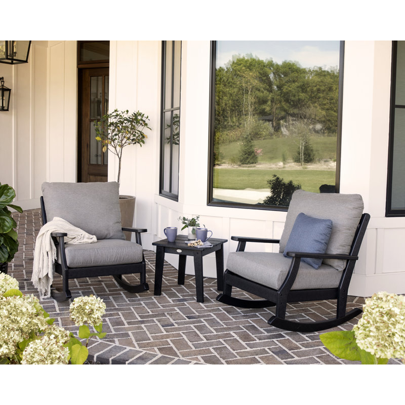 Ensemble de chaises berçantes 3 pièces Braxton, Gris, Noir