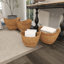 4 Piece Brown Seagrass Handmade Woven Storage Basket with Metal Handles Set