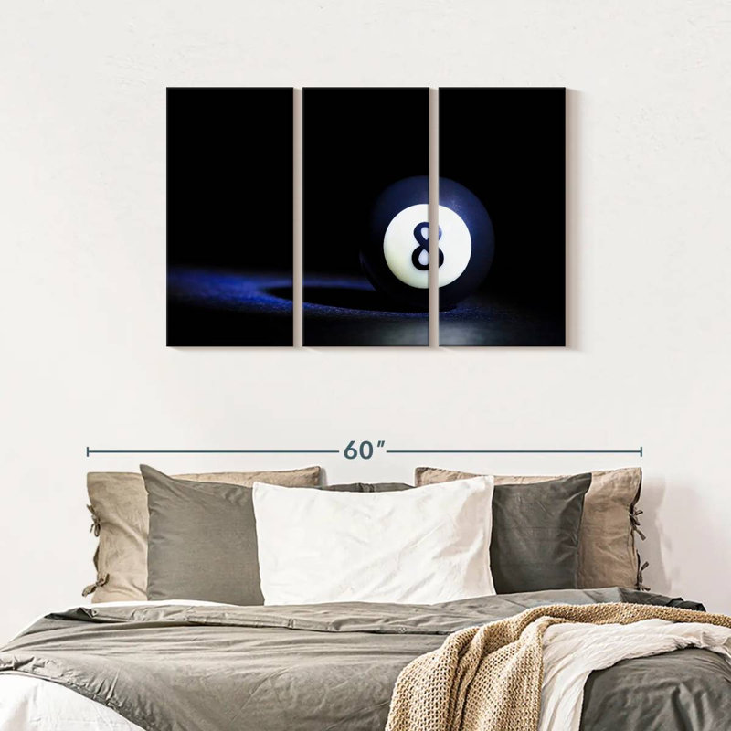 «8 Ball», 3 pièces sur toile, H 28 po x l 45 po x P 1,25 po