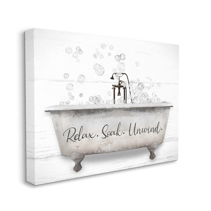 «Relax Soak Unwind Bathaign Bubbles», art mural par Lori Deiter, H 30 po x l 40 po x P 1,5 po