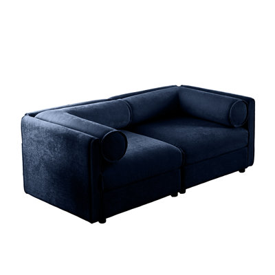 Élégant siège de rangement en chenille bleue, 2 pour une détente relaxante en chenille avec rangement, support ergonomique