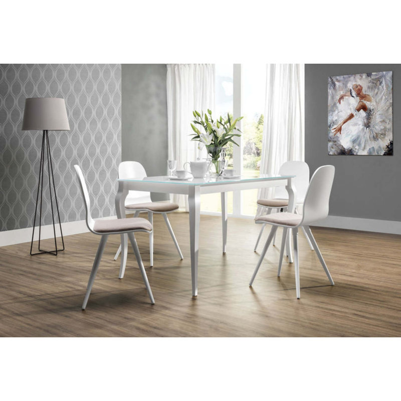Brookdene Extendable Glass Top Solid Wood Base Dining Table