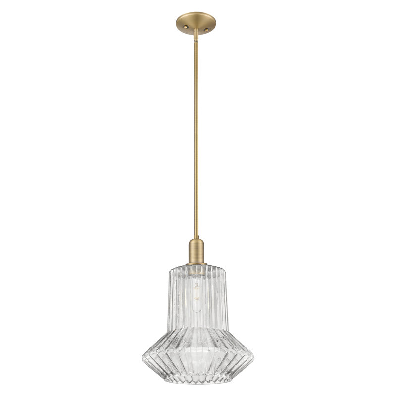 Arcadia - Springwater - Mini-luminaire suspendu 1 tige 12 po, Laiton brossé