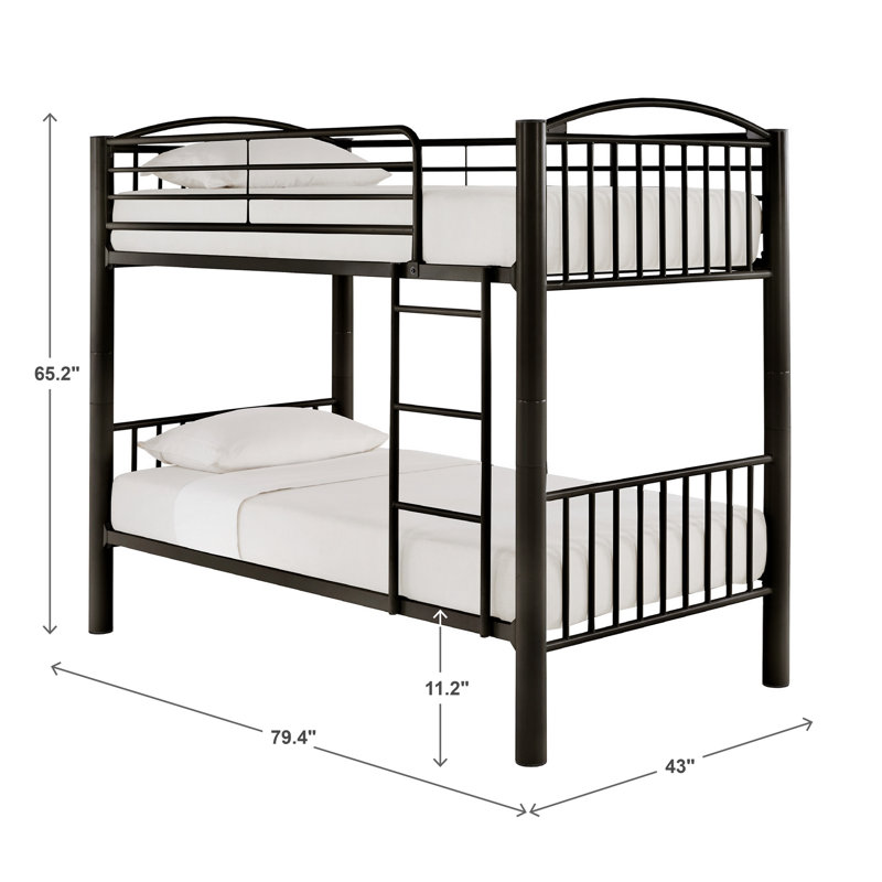 Sigmund Versaflex Metal Bunk Bed, Convertible, Twin Over Twin, Black