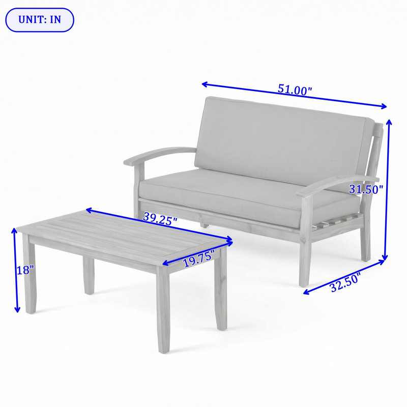 2 - Person Patio Conversation Set, DarkGray