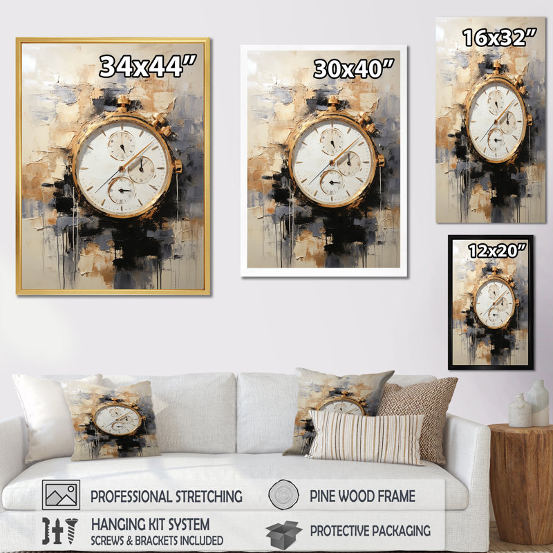 Minimalisme montre de luxe IV sur toile, Cadre doré simple, H 40 po x l 30 po x P 1,5 po