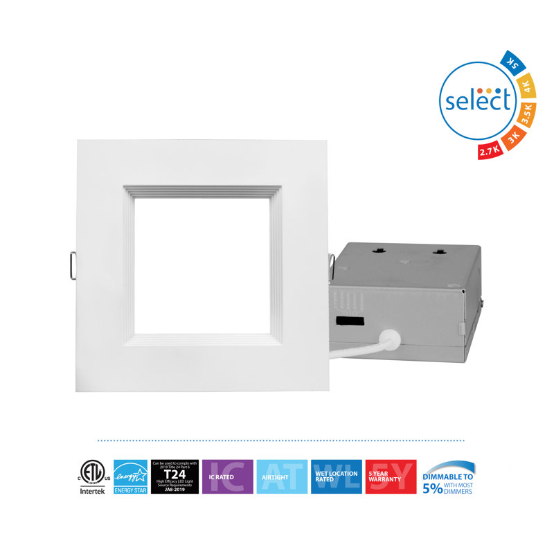 6'' White Selectable Color Temperature Dimmable LED Recessed Lighting Kit